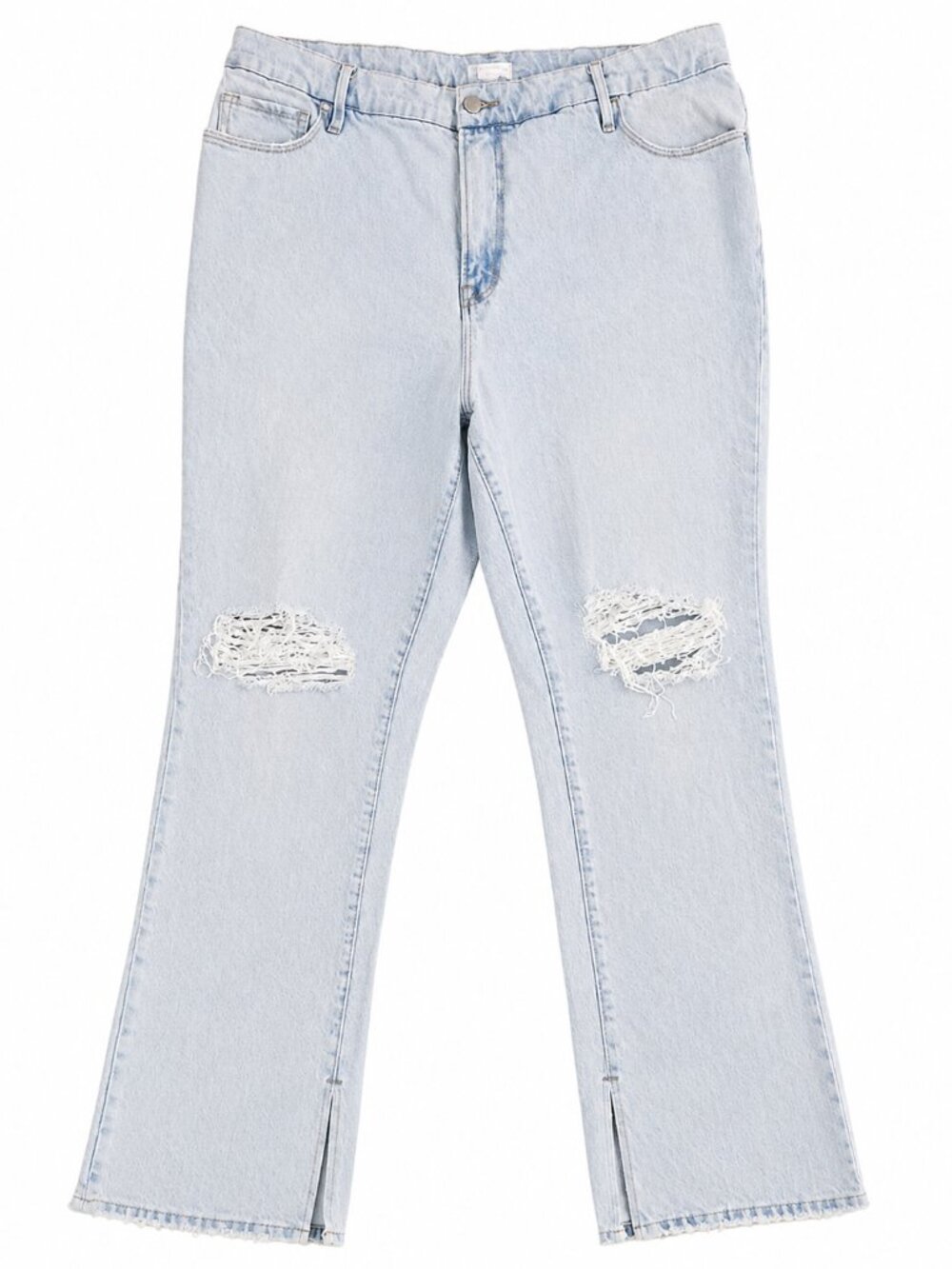 Good American The Khloé Jean Size 16 Distressed Light Wash Jeans NWOT